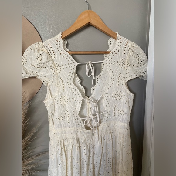 Urban Outfitters eyelet embroidery cream boho bohemian maxi dress - Picture 4 of 5